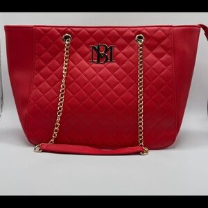 Elegant Red Quilted Tote Bag